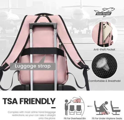 Miniatura 7 de LOVEVOOK - Mochila de 15.6 pulgadas para laptop, para mujer, bolsa de laptop para mujer, mochila de viaje impermeable, elegante mochila para mujer