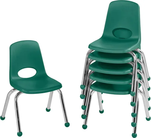 Miniatura 72 de FDP 16" Silla apilable escolar, silla de estudiante apilable con patas de acero cromado y ruedas; para aprendizaje en casa o en el aula - Gris claro