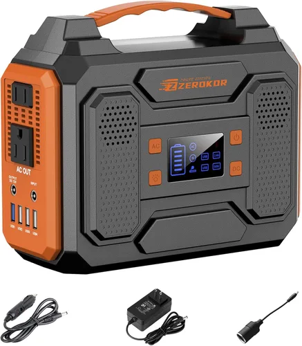 Miniatura 10 de Generador Solar Portátil, Estación de Energía Portátil de 300W con Panel Solar Plegable de 60W, Paquete de Batería de Onda Sinusoidal Pura de 110V