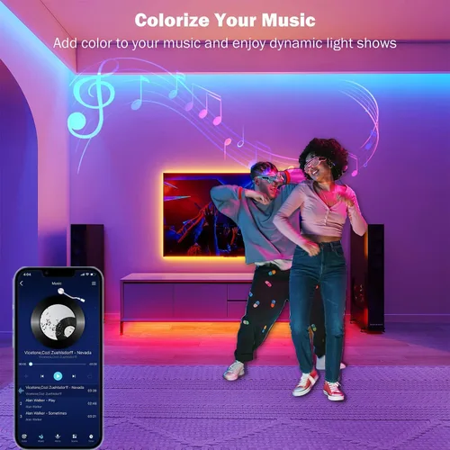 Miniatura 4 de Leeleberd - Tira de luces LED de 32.8 pies, con aplicación inteligente, sincronización de música, cambio de color, tiras de luz LED RGB