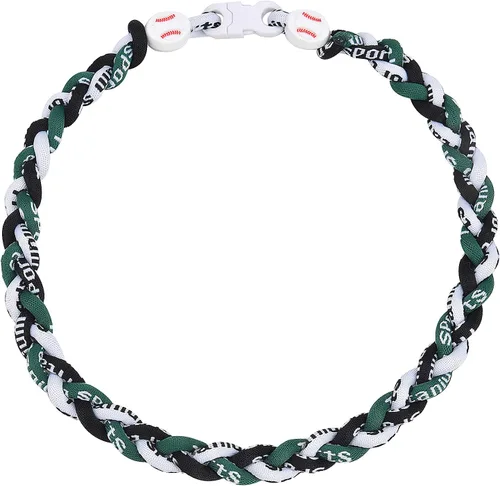 Miniatura 20 de Collar de béisbol de 18 pulgadas, regalos de goteo de béisbol, collares deportivos de tres trenzas, collares de titanio Tornado de cuerda deportiva