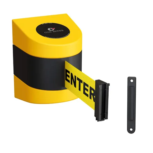 Miniatura 7 de Crowd Control Warehouse - Barrera de cinturón retráctil de montaje en pared fija Serie CCW WMB-220 - 15 pies, cinturón negro con caja ABS negra