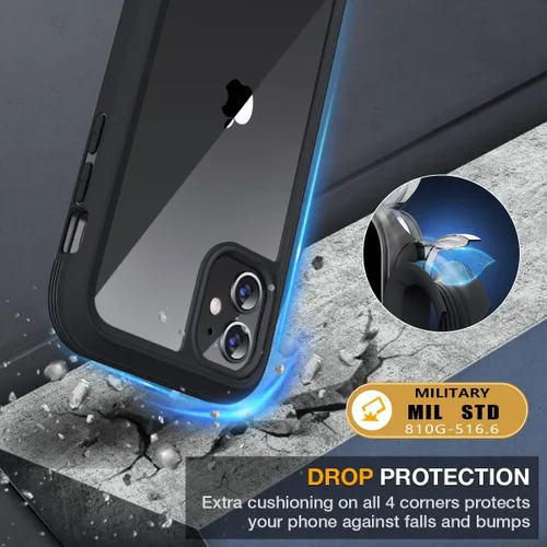 Miniatura 3 de Miracase Glass Series - Funda para iPhone 11 de 6.1 pulgadas, funda resistente de cuerpo completo mejorado con protector de pantalla de vidrio Negro