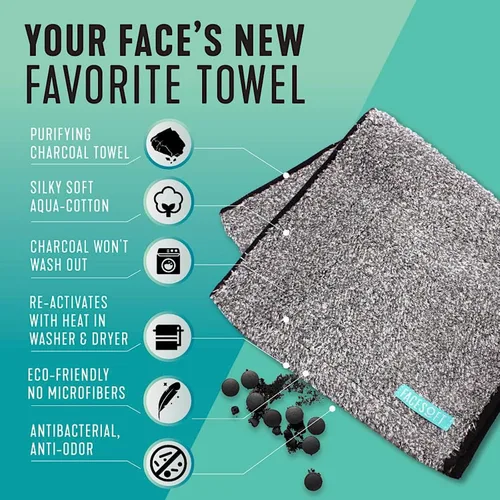 Miniatura 2 de FACESOFT Mini Towels Charcoal 2X PRO Detox Multipack - Carbón activado doble - Elimina toxinas e impurezas de la piel - Toalla de ejercicio