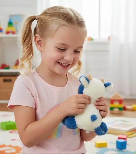 Miniatura 3 de Muñeca de vaca de peluche suave y linda de 8 pulgadas, muñeca de vaca de felpa para niñas y niños (zuo NIU Shen lanse)