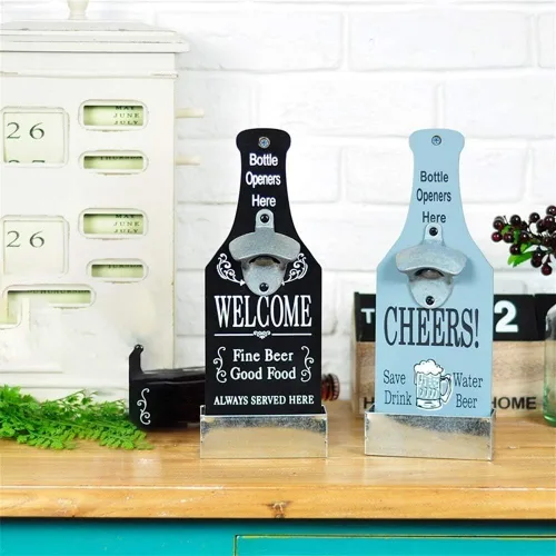Miniatura 5 de Abrebotellas de pared con forma de cerveza de estilo vintage, abrebotellas montado en la pared, atrapador para hombre, cueva, cocina, bar, pub, 1