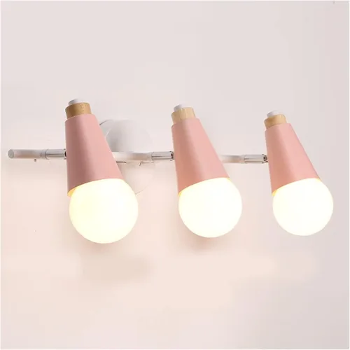 Miniatura 8 de Lámpara de pared nórdica de 3 cabezas, apliques de pared de macarrón ajustables, apliques de pared con botón enchufable, 3 luces, interruptor