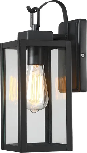 Miniatura 8 de Pia Ricco Luces de Pared Exteriores, Luminaria Exterior Negra Mate con Pantalla de Vidrio Transparente, Iluminación Impermeable para Porche Frontal