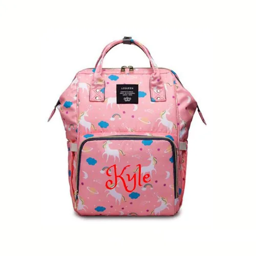 Miniatura 16 de Bolsa de pañales grande personalizada, bolsa de mano, mochila - Monograma personalizado bordado para bebé/bolsa de bebé (negro)