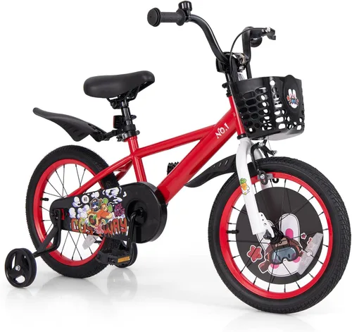 Miniatura 14 de BABY JOY Rabbit Pilot - Bicicleta deportiva para niños, 12, 14, 16, 18 pulgadas, bicicleta infantil para 3-8 años con altura ajustable, ruedas