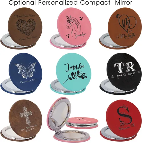 Miniatura 5 de Joyero de viaje personalizado con espejo portátil personalizado opcional, organizador de joyas de cuero sintético, pequeño soporte para anillos