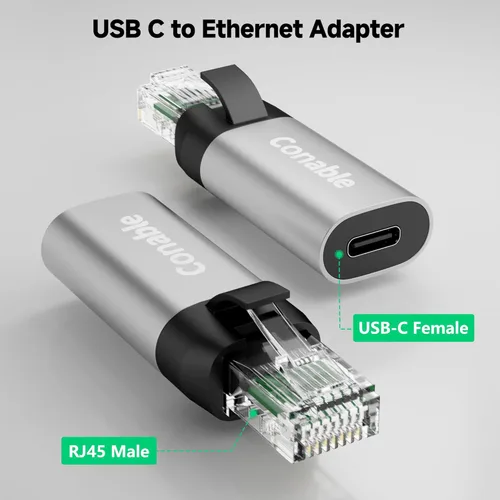 Miniatura 4 de USB C to Ethernet Adapter, Ethernet Male to USB-C Female Adapter, Type C to RJ45 Network Internet LAN Adapter, Directly Connected, Essential for