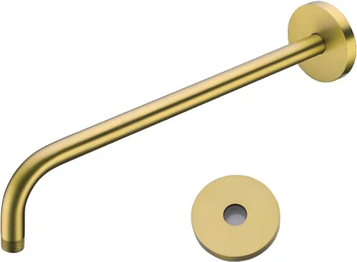 Miniatura 32 de Brazo de ducha de 16 pulgadas con brida, acero inoxidable negro mate de 90 grados, brazo de extensión de cabezal de ducha montado en la pared