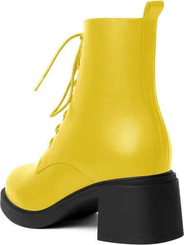 Miniatura 69 de ROSERWISH Botas altas de tacón bajo y grueso para mujer, con cordones, cómodas, modernas, con puntera redonda, de 2.5 pulgadas