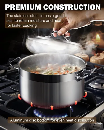 Miniatura 3 de Cooks Standard Juego de utensilios de cocina de acero inoxidable, ollas y sartenes profesionales incluyen cacerola, sartén para saltear, olla