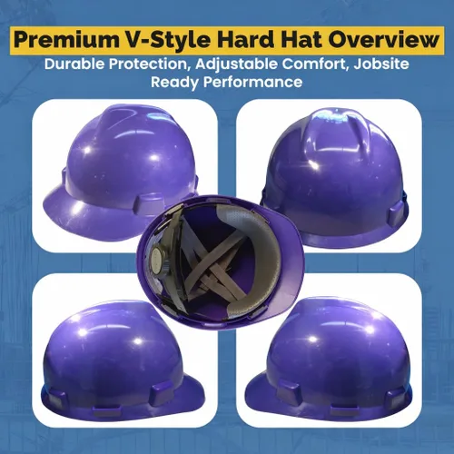 Miniatura 2 de MSA V-Gard Jumbo (grande), gorras con suspensiones FasTrac III y práctica bolsa de mano Púrpura