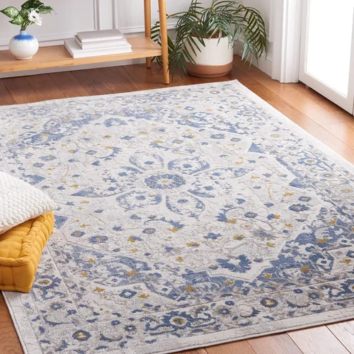 SAFAVIEH Palma Collection - Alfombra decorativa de 4 pies 5 pulgadas x 6 pies 5 pulgadas, diseño de medallón floral, no desprende pelusa y de fácil