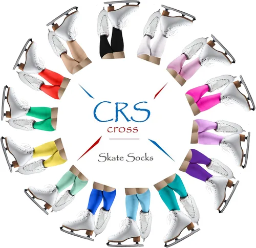 Miniatura 8 de CRS Cross Calcetines de patinaje artístico 2 pares de medias altas hasta la rodilla para patines de hielo calcetines de patinaje con pies medias