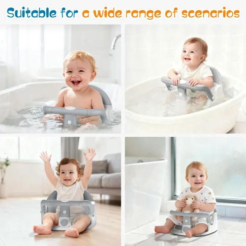 Miniatura 6 de Asiento de baño para bebés de 6 meses en adelante sentados, silla de baño antideslizante con ventosa, seguro y cómodo asiento de baño infantil