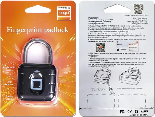 Miniatura 7 de AICase - Candado de huellas dactilares, Bluetooth con huella digital, soporta carga USB, IP67, impermeable, antirrobo, cerradura sin llave, adecuada
