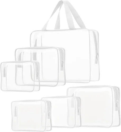 Miniatura 16 de 3 bolsas de cosméticos transparentes, aprobadas por la TSA, juego de bolsas de aseo transparentes para viajes, playa, bolsa de organización