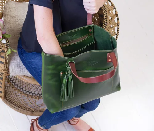 Miniatura 3 de Bolso de mano de cuero verde para mujer, bolso de cuero verde, bolso de cuero, bolso de mujer verde, bolso de cuero, bolsa de pañales, bolsa