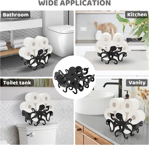Miniatura 7 de Sumnacon Soporte de papel higiénico, almacenamiento de papel higiénico de metal, soporte de rollo de papel higiénico independiente, soporte de papel