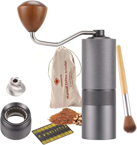 Popsweet C38 - Molinillo de café manual con rebabas exteriores cónicas de acero inoxidable desmontables, molienda de granos de café de 400 libras,