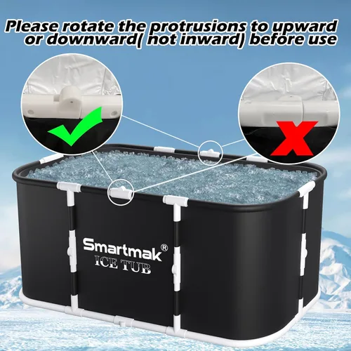 Miniatura 6 de Smartmak Bañera de hielo, bañera de inmersión fría portátil XL grande con cubierta para atletas, terapia de agua fría y recuperación, baños