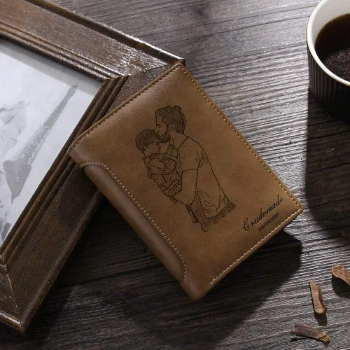 Miniatura 29 de Carteras personalizadas para hombres, cartera personalizada para hombre con imagen grabada y nombre, billetera delgada de cuero plegable, regalos