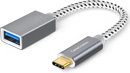Miniatura 9 de CableCreation Adaptador USB C a USB hembra de 90 grados, cable USB C OTG, tipo C a USB A, conector hembra compatible con MacBook Pro Air, iPad