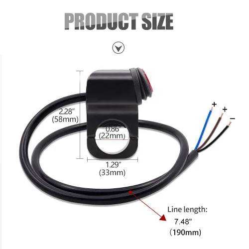 Miniatura 3 de AL - Interruptor de palanca de aleación IP68 para manillar de motocicleta, interruptor de luz Ourbest de 12 V, se adapta a manillares de 7/8 Negro