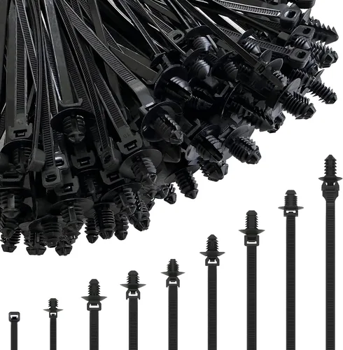Miniatura 10 de Paquete de 80 bridas de nailon para montaje a presión, 8.3 x 0.18 pulgadas, nailon resistente, autobloqueo, resistente a los rayos UV, surtido