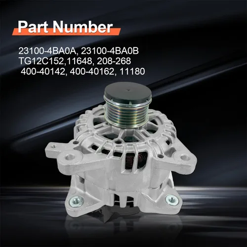 Miniatura 2 de Alternador de 12V 120A 23100-4BA0A compatible con Nissan Rogue L4 2.5L para Nissan XTrail 2.5L L4 2014-2018 6 ranuras CW ventilador interno