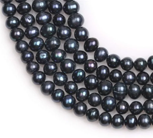 Miniatura 3 de Cuentas de perlas cultivadas de agua dulce para hacer joyas, piedras preciosas semipreciosas, 0.276-0.315 in, color negro 15 pulgadas teñido JOE