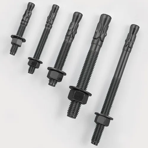 Miniatura 3 de Wensilon 10 piezas sujetadores estándar de 3/8 x 4 pulgadas para servicio pesado anclajes de cuña negros para cemento y hormigón