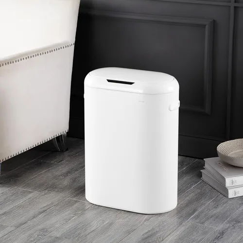 Miniatura 2 de happimess HPM1016C Robo Kitchen - Bote de basura delgado ovalado con sensor de movimiento sin contacto con modo táctil, resistente a las huellas