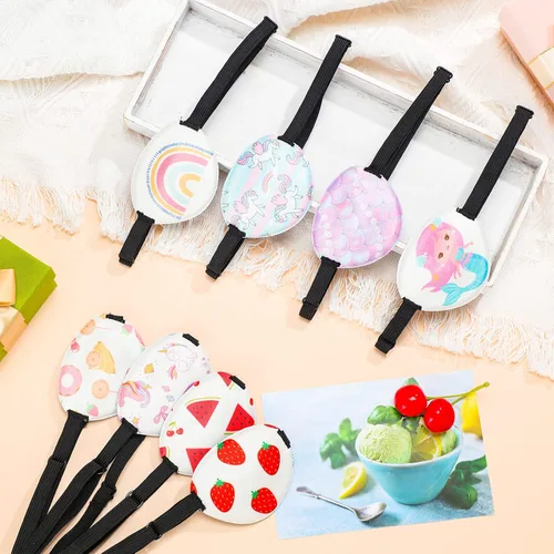 Miniatura 3 de Eurzom 8 piezas de parches oculares para niños, parche ajustable de un solo ojo reutilizable, lindo para niñas y niños, con correa elástica