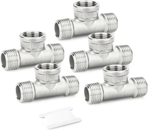 Miniatura 31 de TAISHER 2 piezas de accesorios de tubo en T de acero inoxidable 304, accesorios de tubo hembra NPT de 1-1/2" x 1-1/2" x 1-1/2