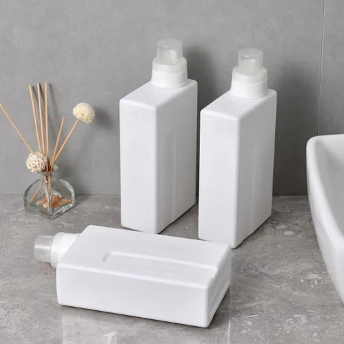 Miniatura 2 de Zerodeko Paquete de 2 botellas de lavandería recargables de 33 onzas a prueba de fugas, recipientes de detergente vacíos con tapas para el hogar