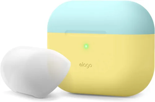 elago Duo - Funda compatible con AirPods Pro, 2 tapas + 1 cuerpo, soporta carga inalámbrica, [azul coral, azul brillante + amarillo]