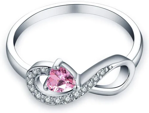 Miniatura 31 de Anillo Jo Wisdomo de compromiso. de plata esterlina, con corazón e infinito, anillo de amistad, para ella
