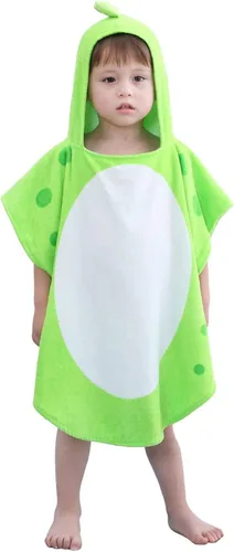 Miniatura 2 de LOLANTA Toallas de baño con capucha de tela de rizo para niños, toalla de playa para niños, poncho de piscina, bata de algodón (verde #B, 4-6 años)