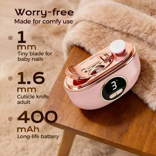 Miniatura 3 de Cortaúñas eléctrico automático, recortador de uñas eléctrico 3 en 1 con luz LED, diseño mejorado de doble hoja, molinillo de uñas eléctrico