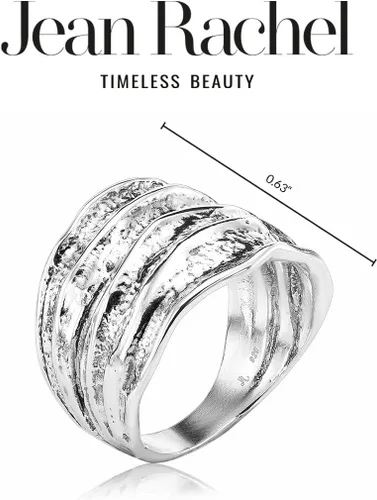 Miniatura 5 de JEAN RACHEL JEWELRY Anillo de plata de ley 925, diseño vintage con textura oxidada, hipoalergénico, sin níquel ni plomo, colección de diseñador