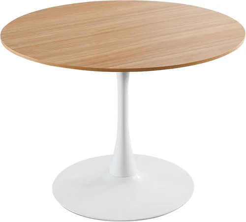 Miniatura 17 de Mesa de comedor redonda de 31.5 pulgadas, mesa de tulipanes de mediados de siglo con base de pedestal de metal, mesa de ocio moderna para espacios