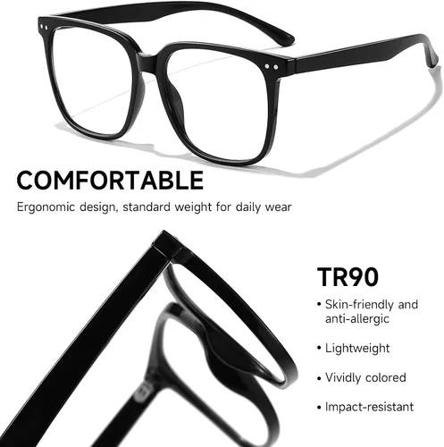 Miniatura 4 de Oversized Square Blue Light Blocking Glasses for Women Men, Anti Glare Computer Glasses, Reduce Eye Strain