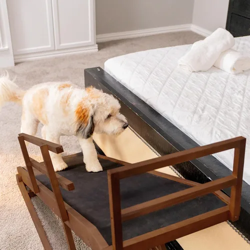Miniatura 5 de Rampa para Perros para Cama, Rampa Ajustable de 5 Niveles para Camas Altas, Rampa de Alta Tracción con Alfombrilla de Goma de Actualización