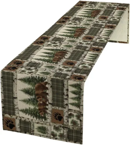 Miniatura 23 de Camino de mesa con estampado de vaca, camino de mesa estilo occidental con estampado de cuero de vaca en blanco y negro, decoración de mesa
