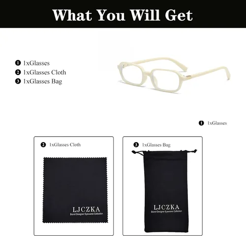 Miniatura 5 de LJCZKA Lentes rectangulares con bloqueo de luz azul para mujeres y hombres, lentes retro con marco cuadrado pequeño antifatiga ocular